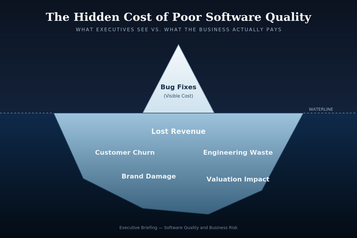 The Hidden Cost of Poor Software Quality: An Executive Guide to Revenue, Risk, and Valuation Impact
