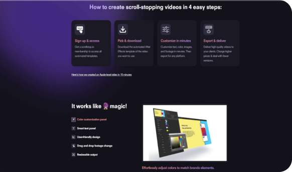 A web platform with Video Editor Templates